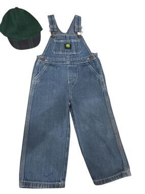 John Deer Toddler Denim Overalls with Baseball Cap